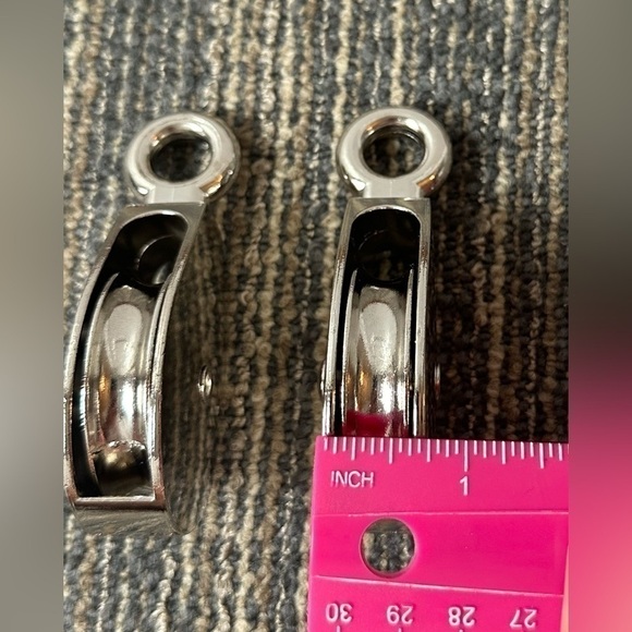 Rope 3/8 inch x 100 ft Braided Red Polypropylene Rope / Hook / 1-1/4" Pulley x2 - Picture 5 of 13